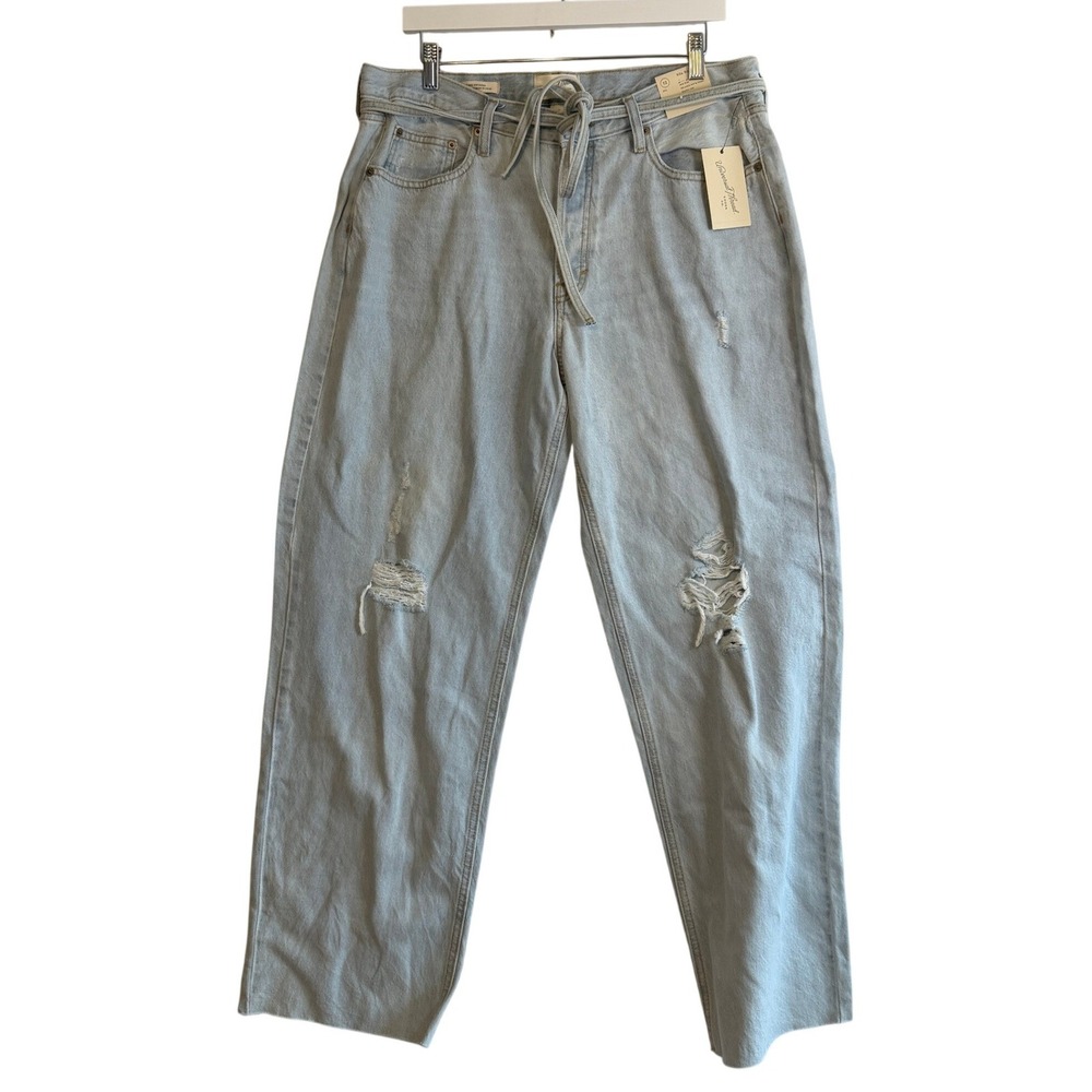 Universal Thread Jeans 90s Baggy Distressed 12 Light Wash Womens Mid‎ Rise Denim